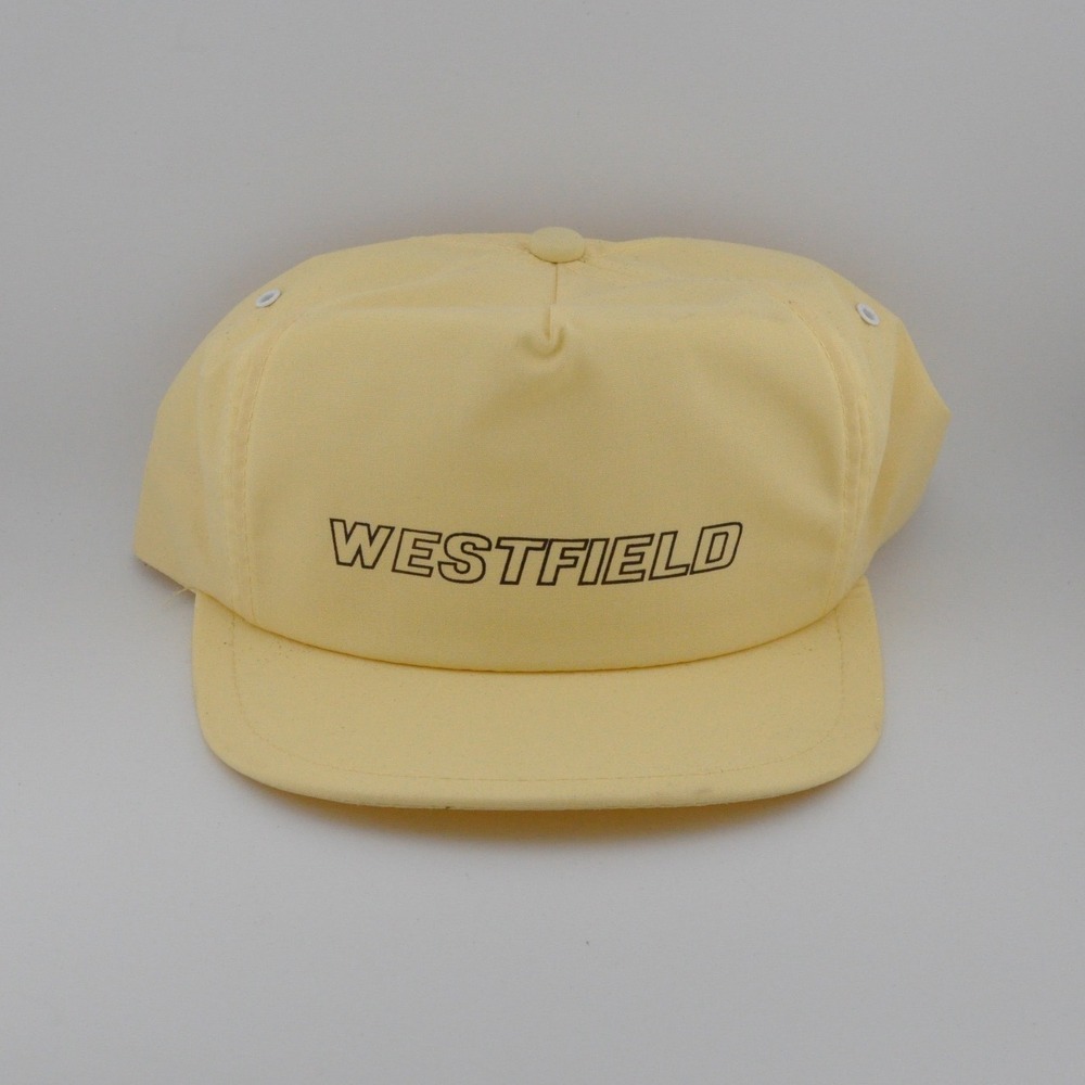 Vintage Westfield Snapback Hat OSFA Yellow Excellent Embroidered Flat Brim Cap